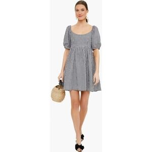 POMANDER PLACE Tuckernuck  Aibigail Gingham Puff Sleeve Dress Black White Size S